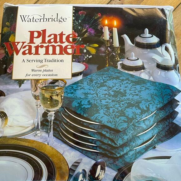 Waterbridge Plate Warmer, green‎ damask, new in package - Picture 1 of 3